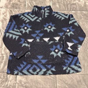 Women’s Fluffy Fleece Pattern Quarter Zip Pullover size Large